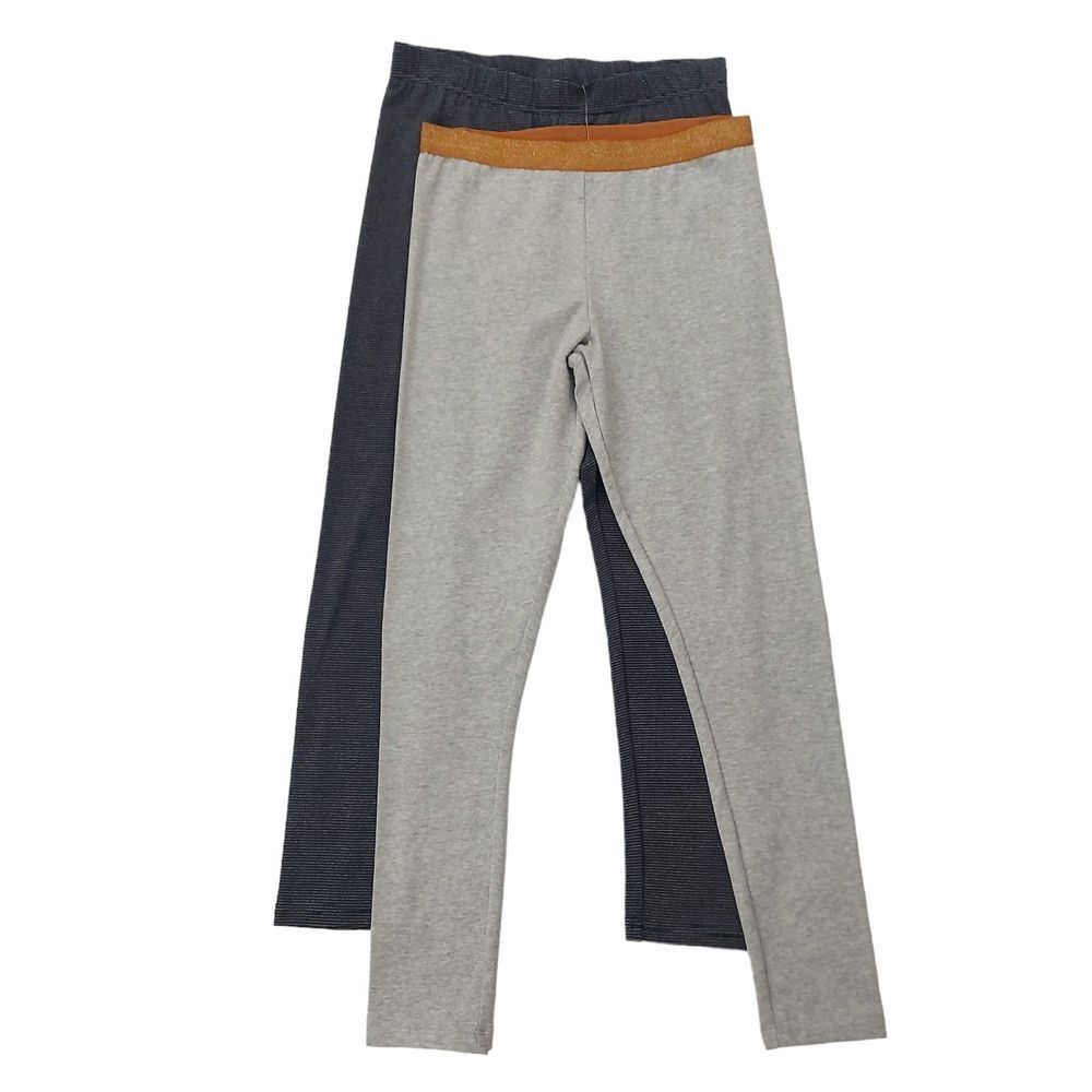 Carter's Kid Girls Leggings 12/12A Gray Blue Set Of 2 Cotton Blend Lightweight